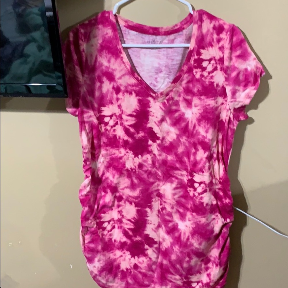 Pink tie dye print maternity top